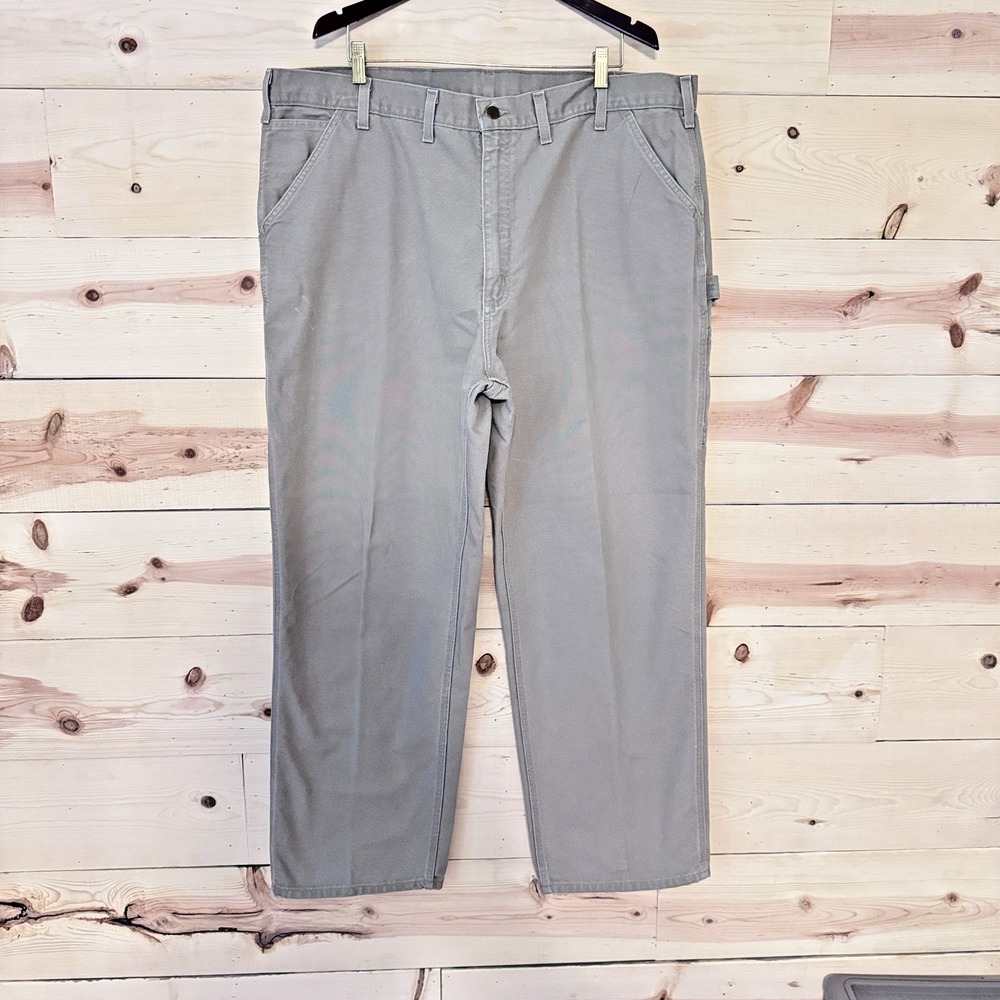 Carhartt‎ Mens 44x32 Khaki Carpenter Work Pants Canvas Utility Relaxed Fit